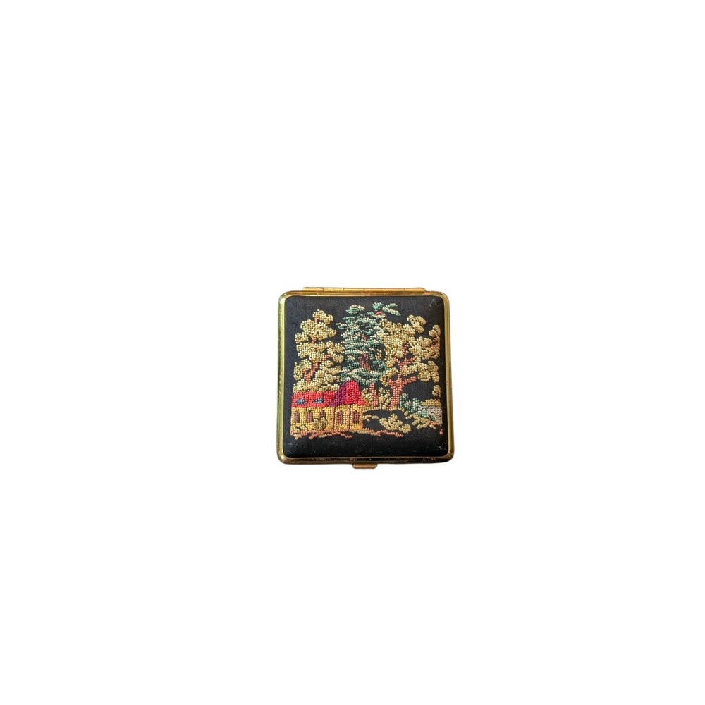 Vintage Europa Travel Alarm Clock metal case Embroidered